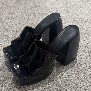 SCHUTZ Glossy Black Platform Mules